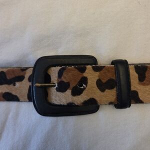Lauren by Ralph Lauren Leopard Print Calf-hair Belt Size M